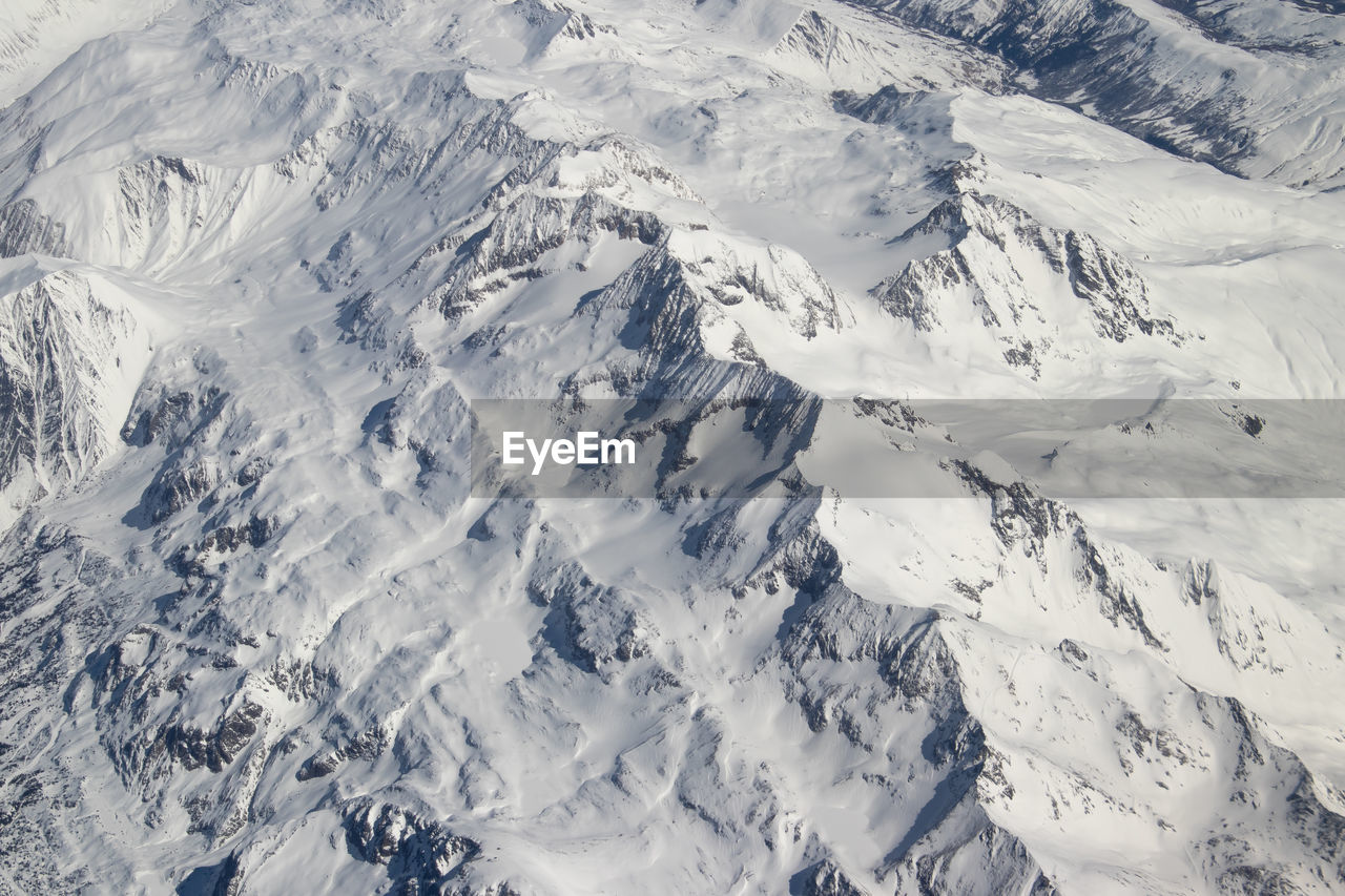 Aerial view of snowcapped mountains