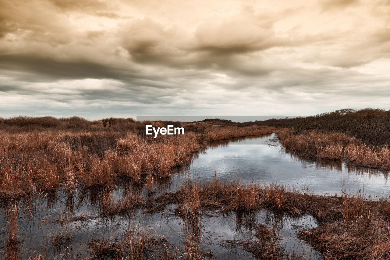 Scenic view of lake against sky