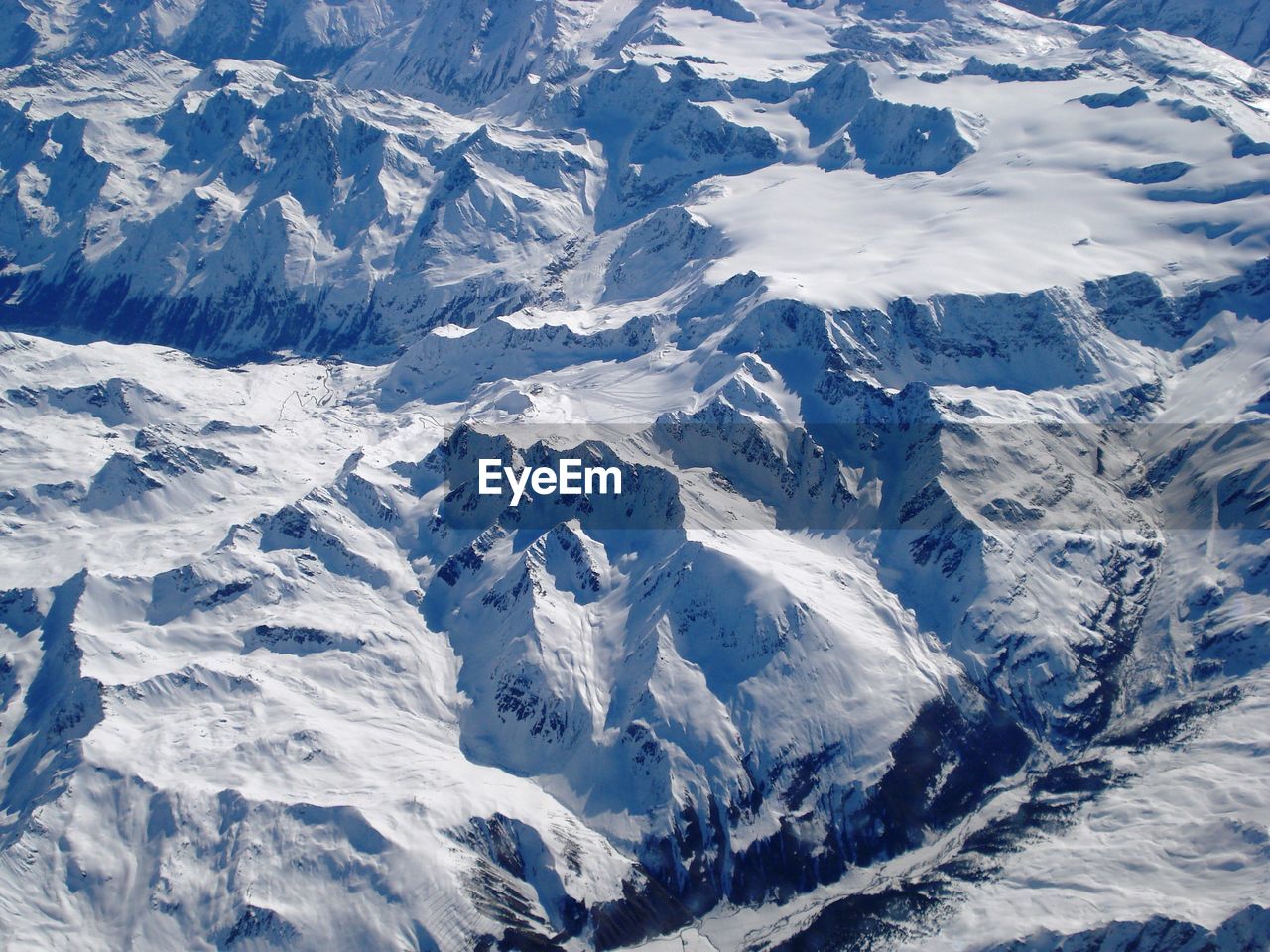 Aerial view of snowcapped mountains