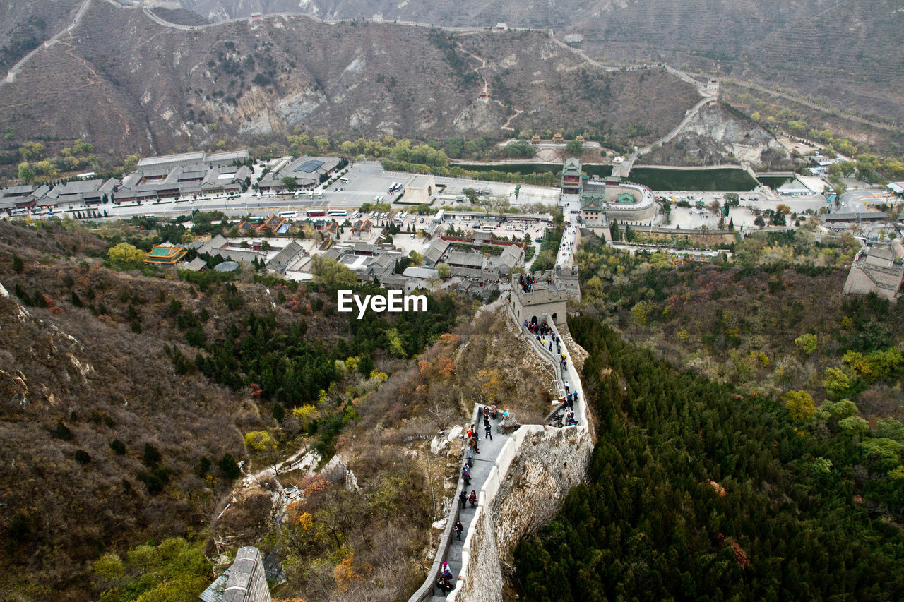 High angle view of buildings in city