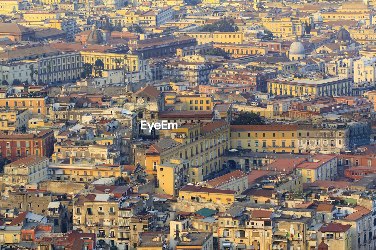 Aerial view of the city of naples with historic and modern buildings