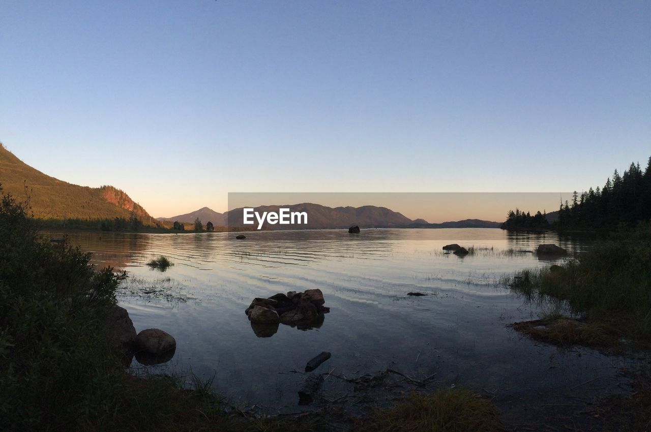 Scenic view of lake against sky