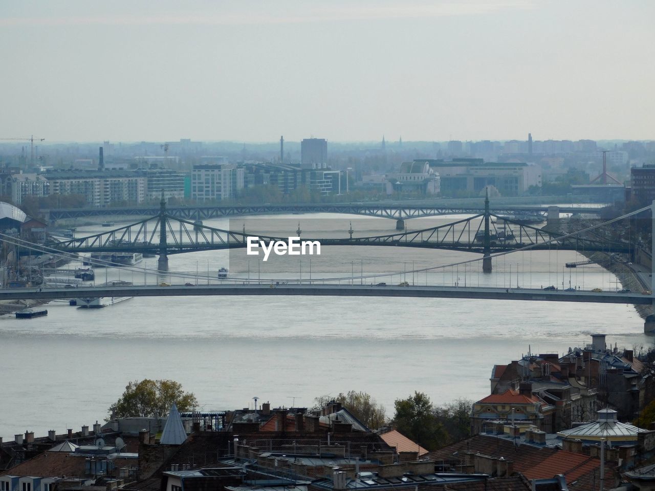 High angle view of suspension bridge