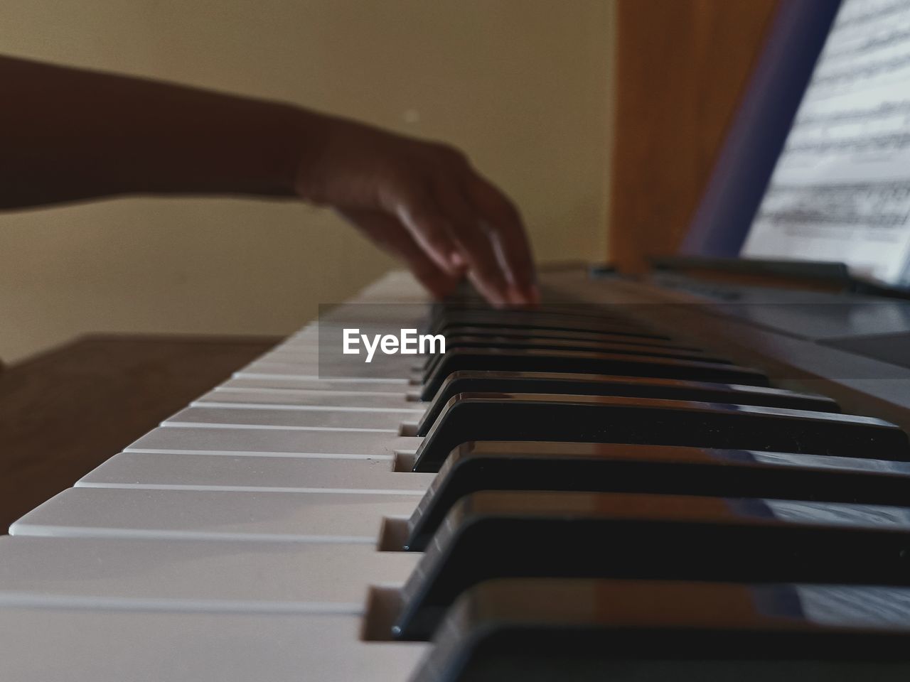 CROPPED IMAGE OF PERSON PLAYING PIANO AT HOME