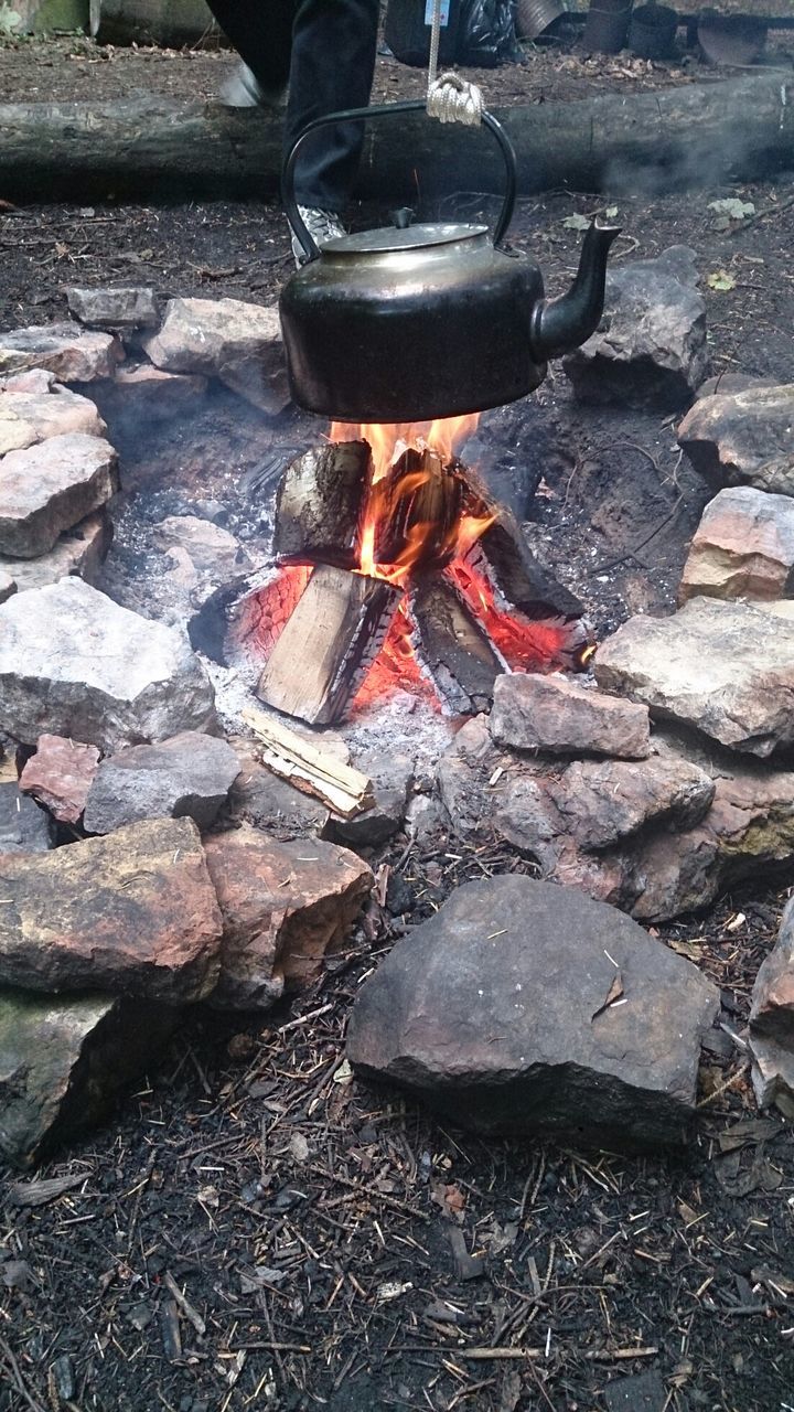 Kettle on campfire