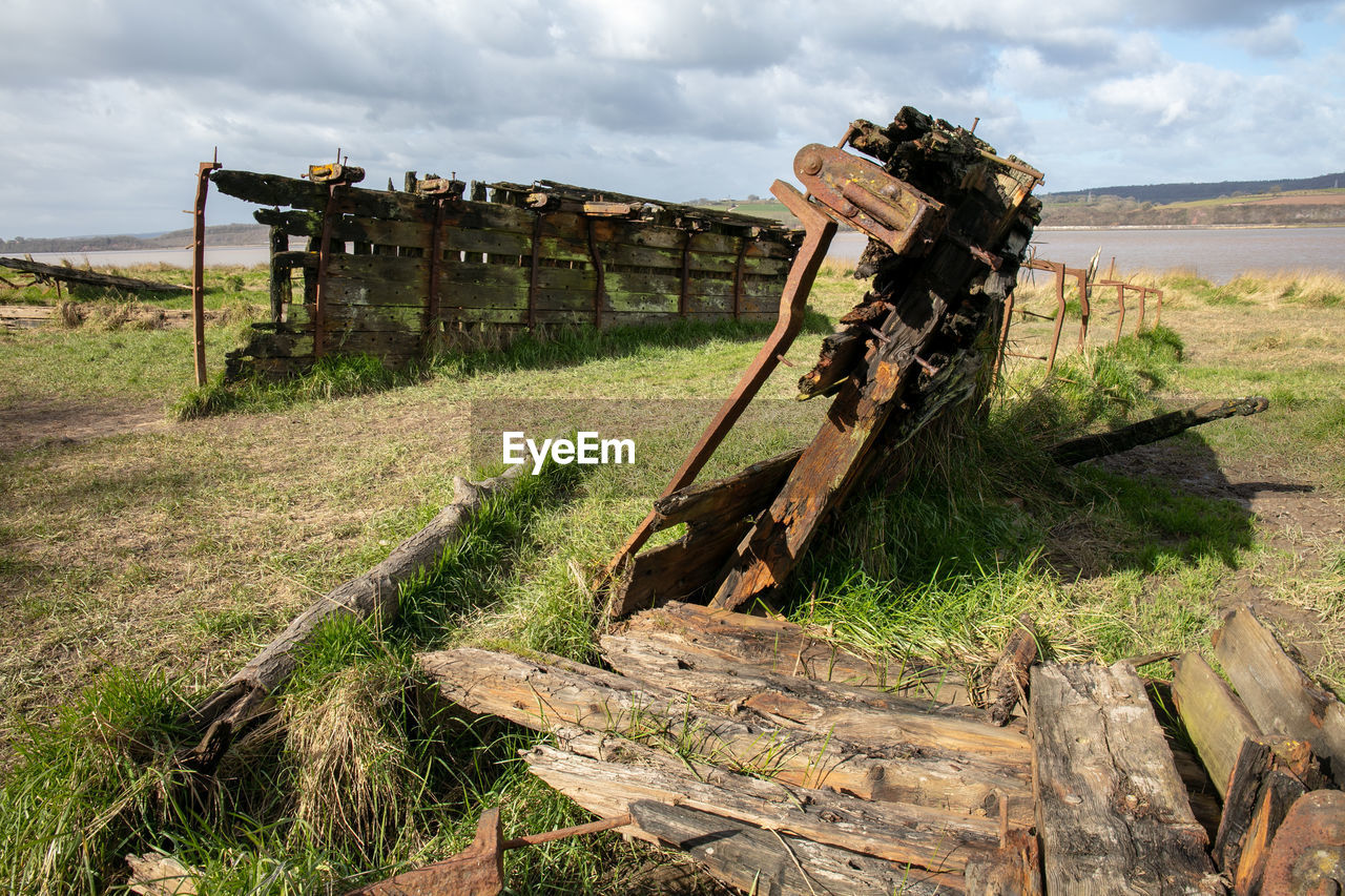 Shipwreck on the coastline of the purton ships' graveyard