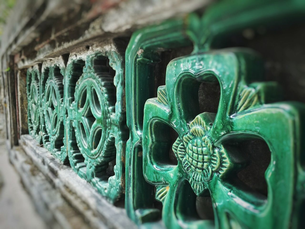 Close-up of patterned railing