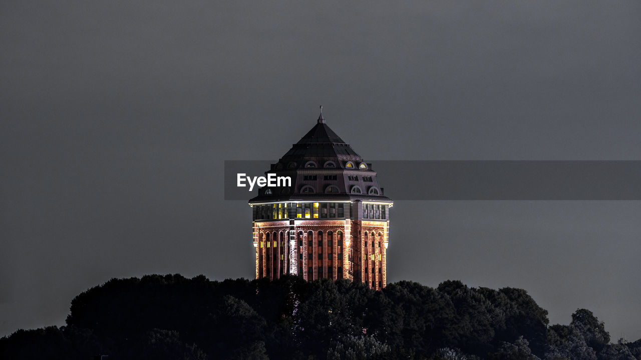 Illuminated building at night