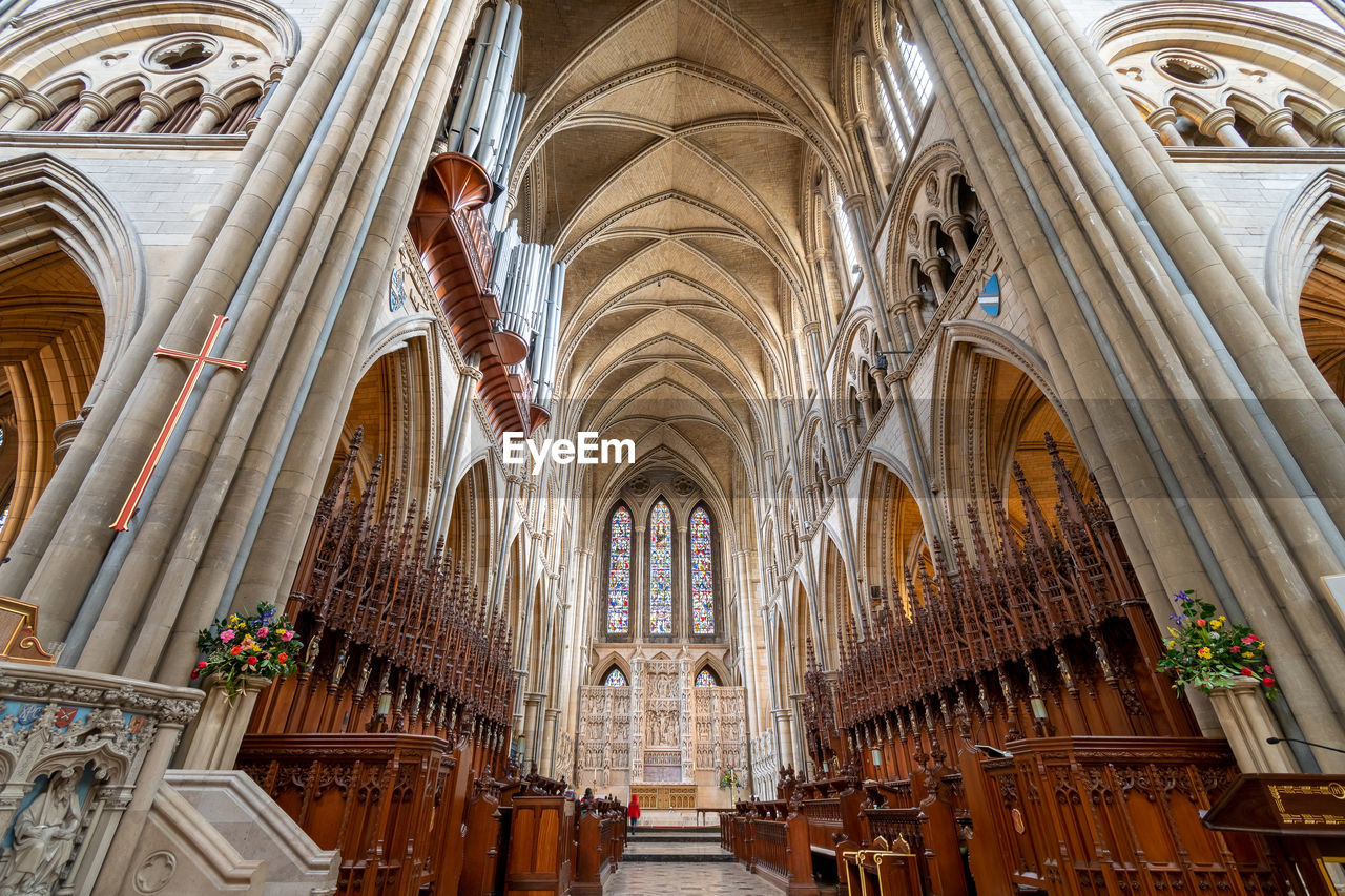 View of the inside of truro cathedral in cornwall.