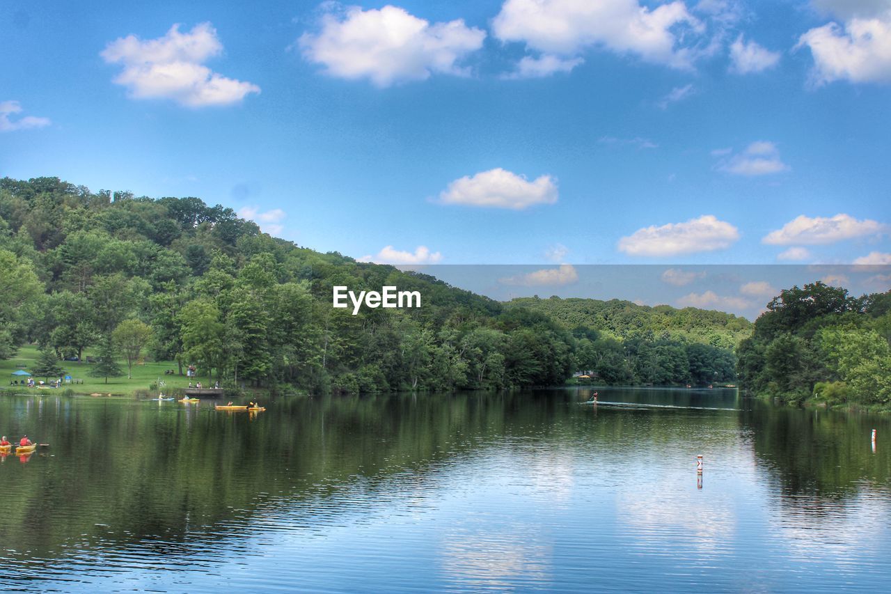 SCENIC VIEW OF LAKE WITH TREES REFLECTION AGAINST SKY