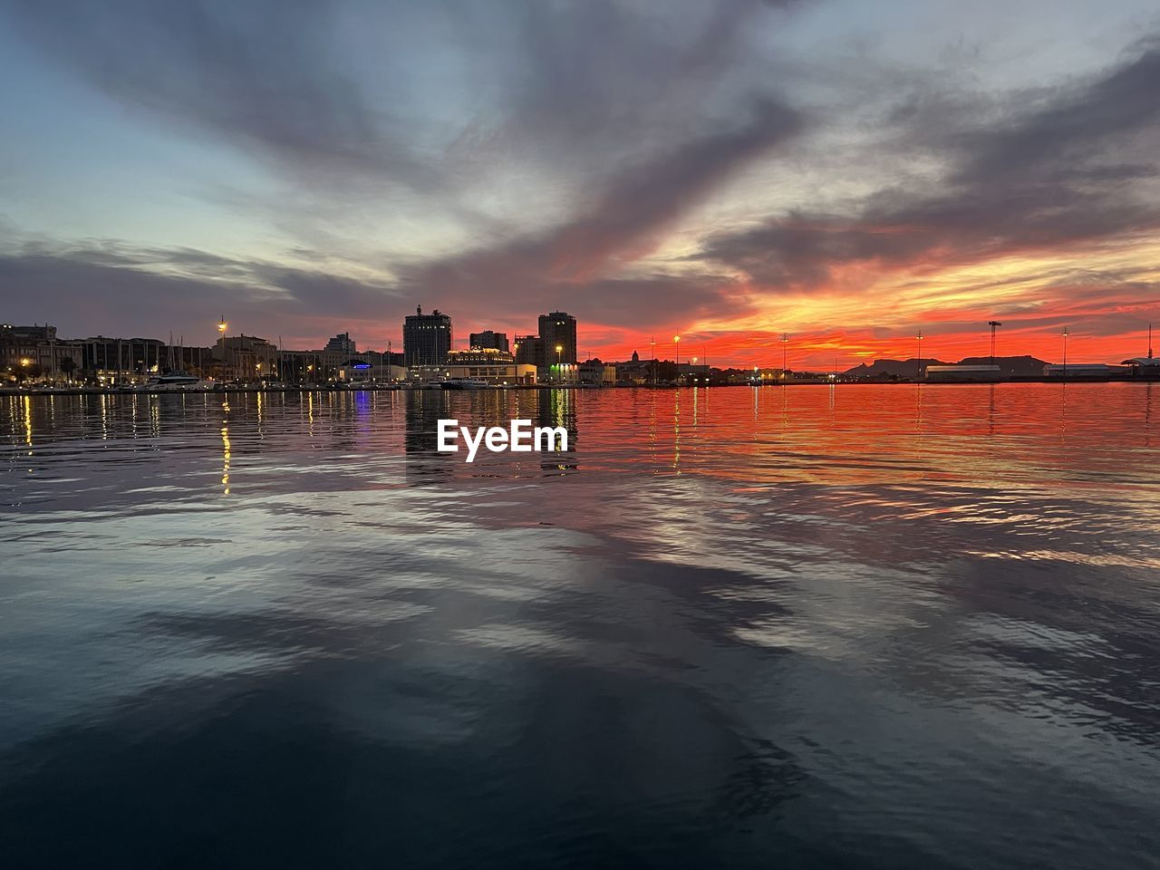 scenic view of sea against sky at sunset