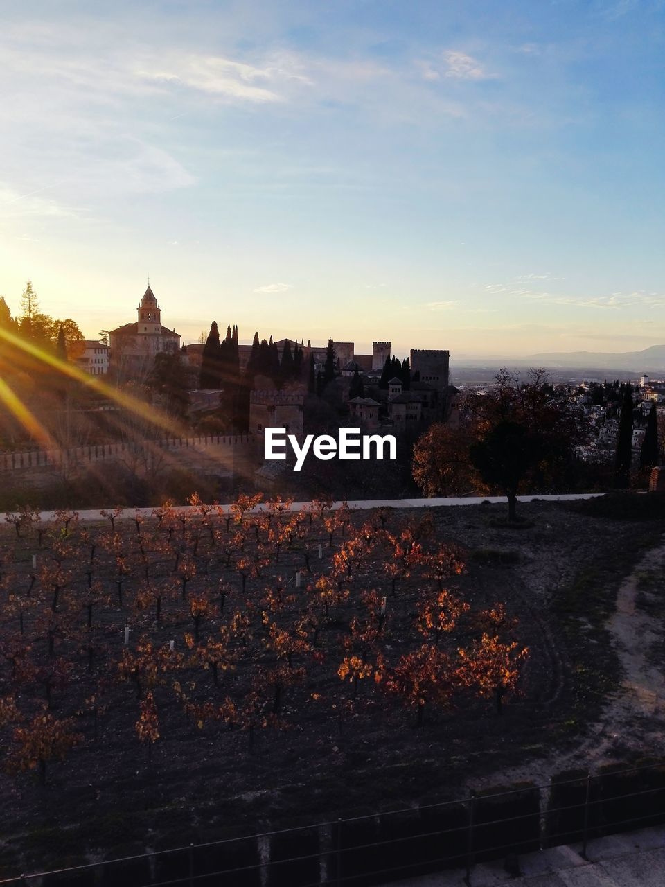 VIEW OF CITYSCAPE AT SUNSET