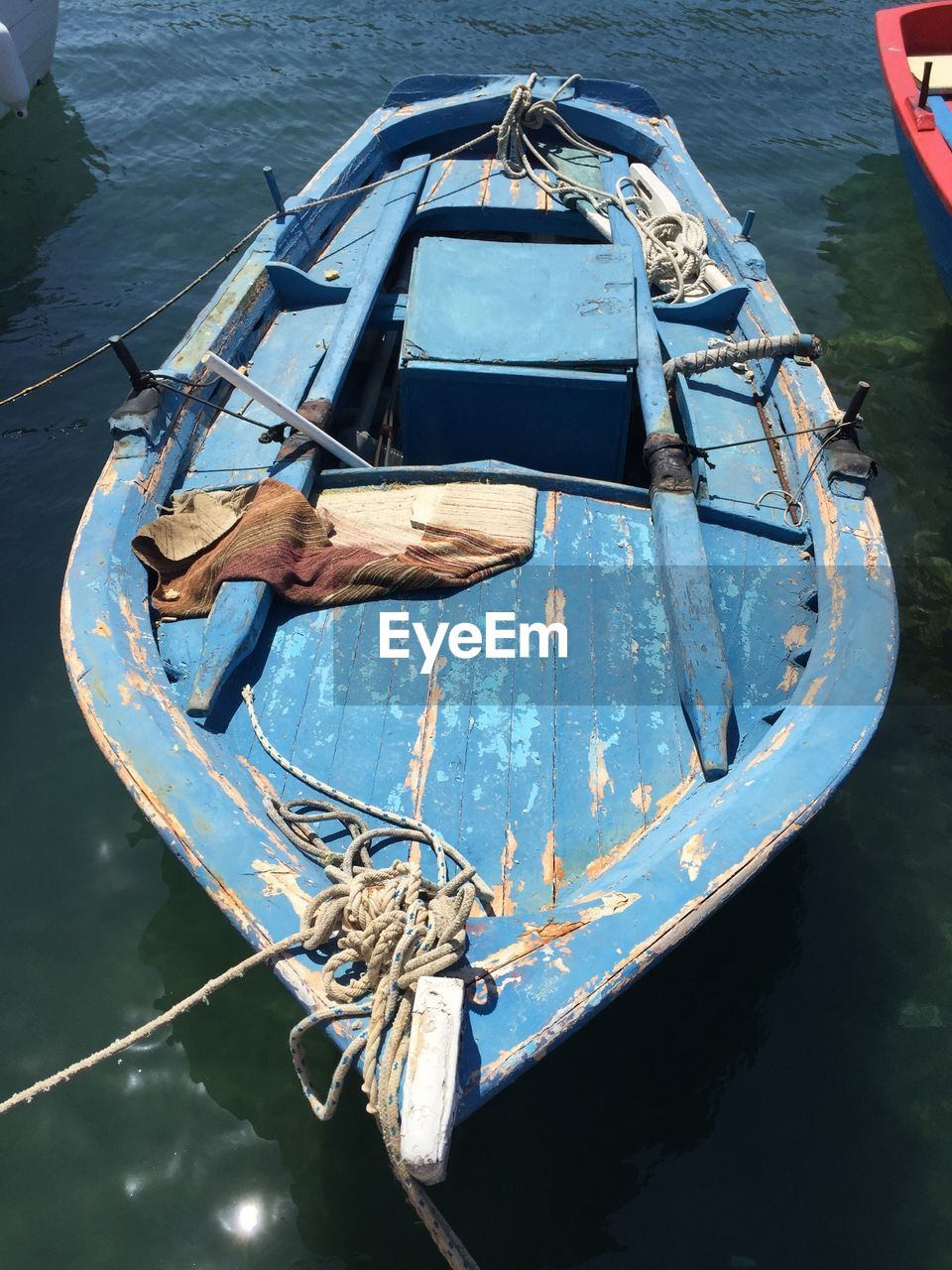 Close-up of moored boat