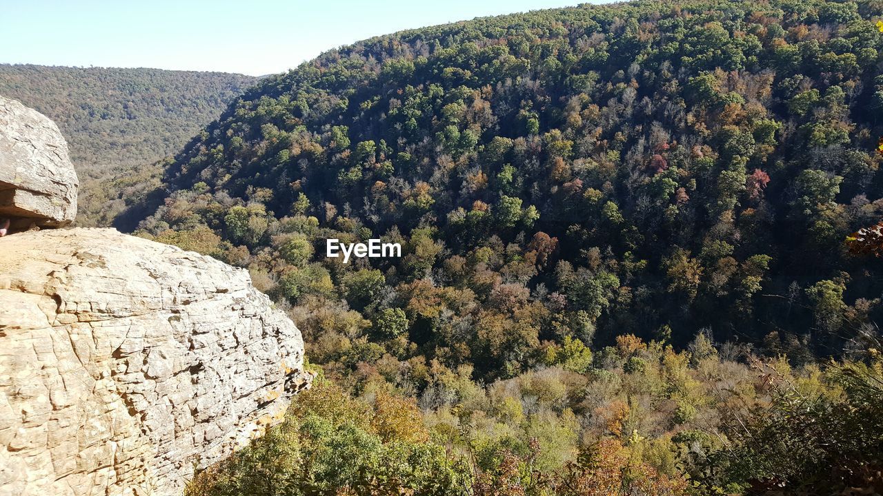 Scenic view of mountains against clear sky