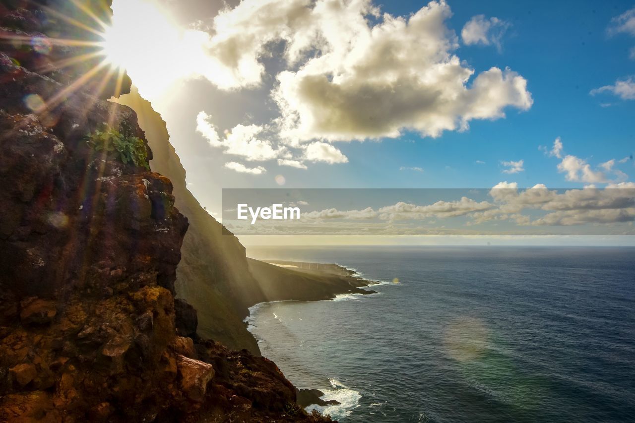 SCENIC VIEW OF SEA AGAINST ROCKS