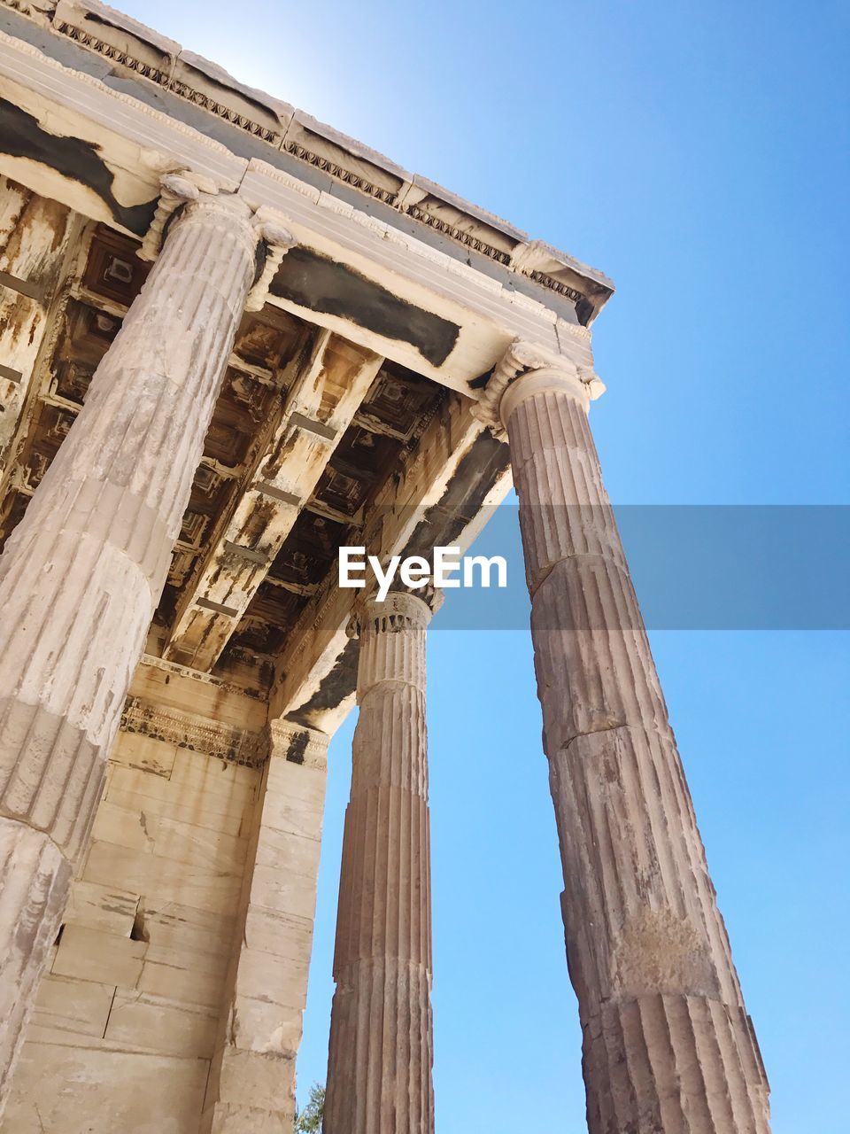 Low angle view of historic building against sky in athens 