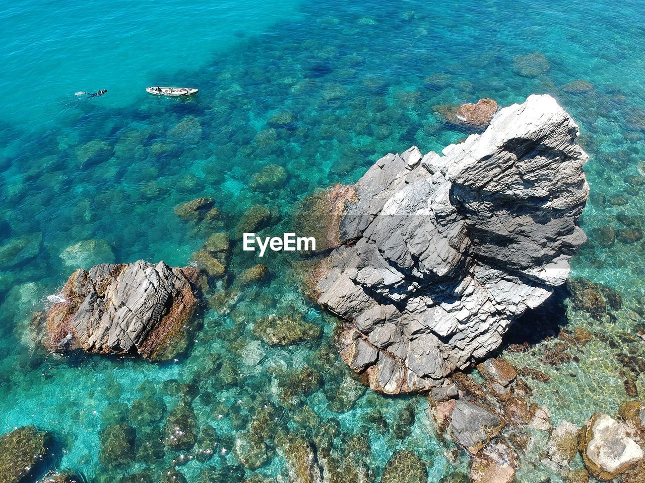 HIGH ANGLE VIEW OF CRAB ON ROCKS