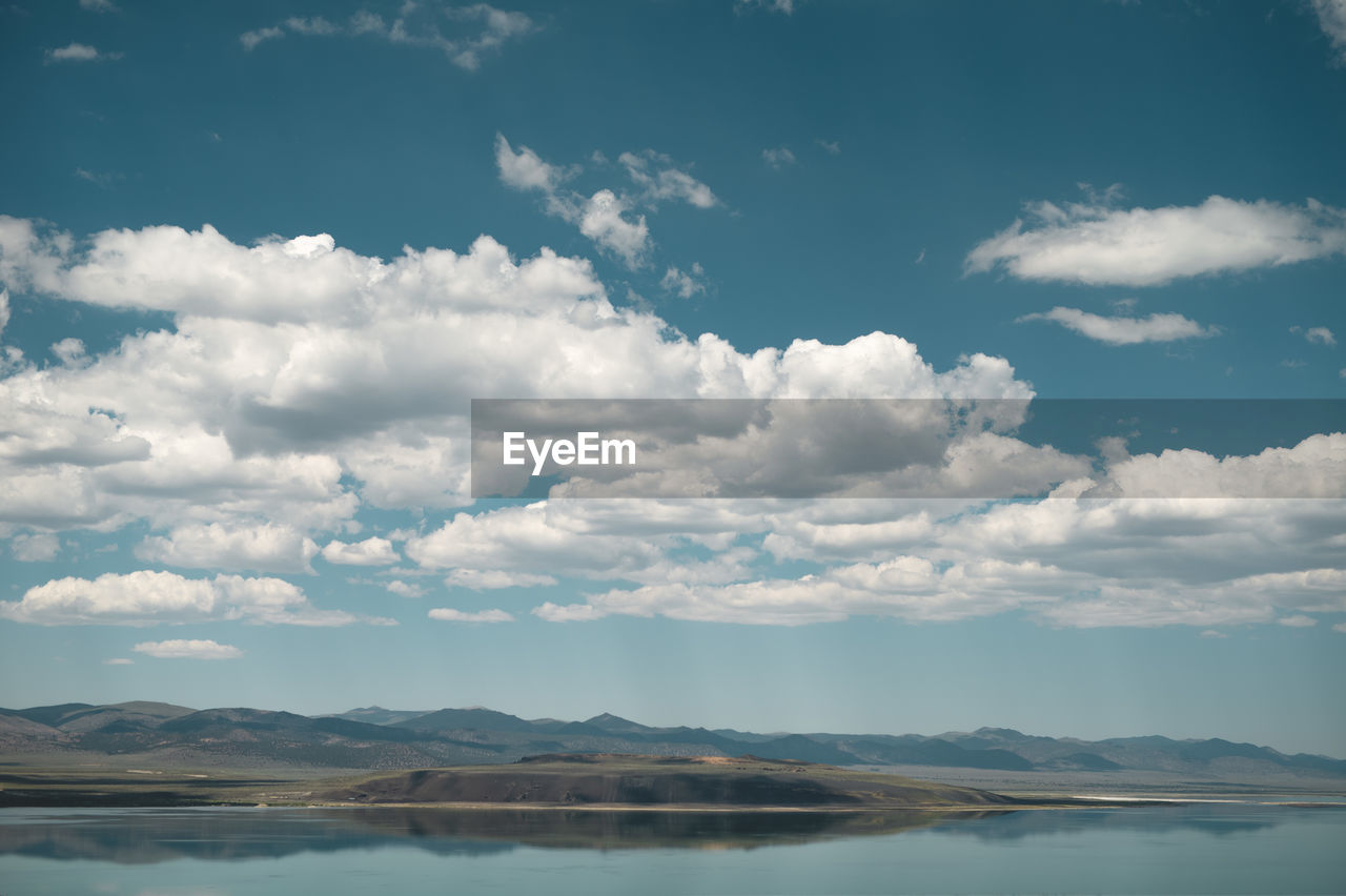 SCENIC VIEW OF LAKE AGAINST CLOUDY SKY