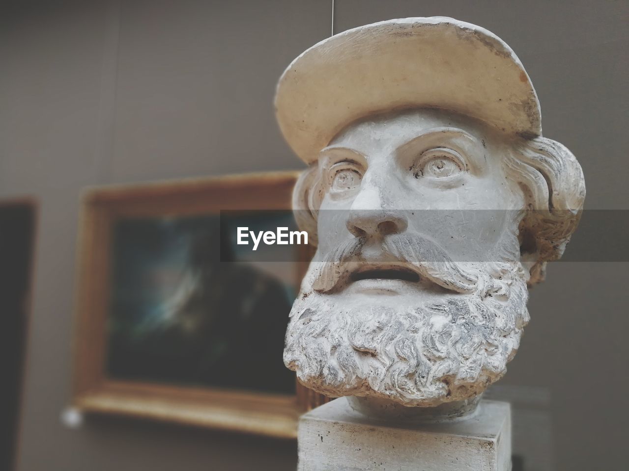 Close-up of male bust in museum