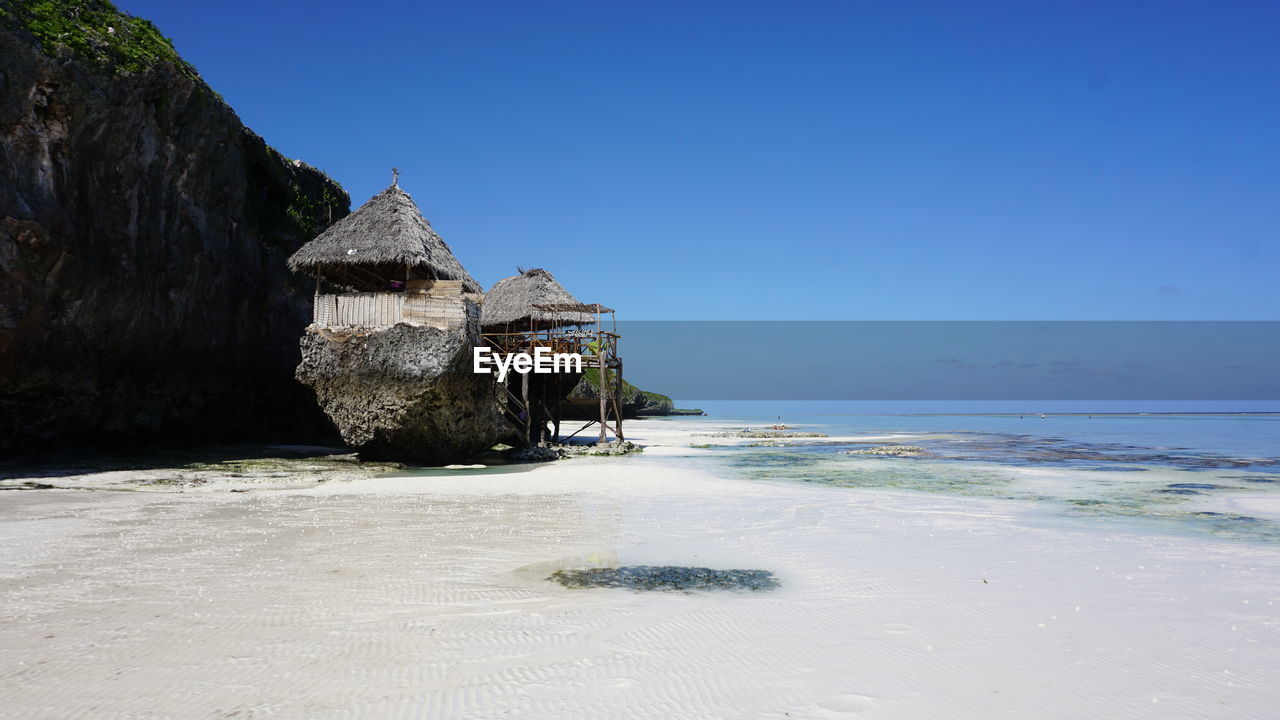 SCENIC VIEW OF BEACH AGAINST CLEAR BLUE SKY