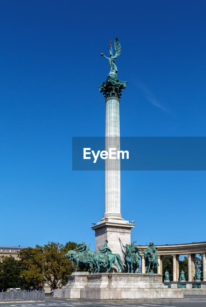 Millennium monument on heroes' square in budapest, hungary.