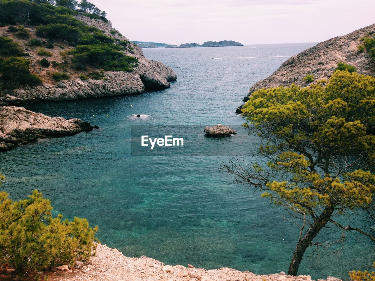 High angle view of sea against sky