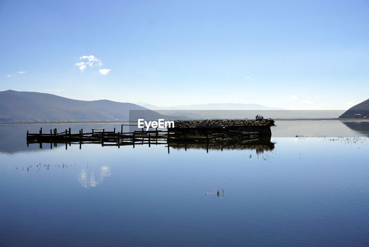 Scenic view of lake against sky