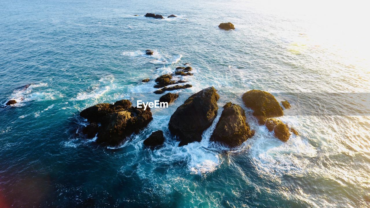 Scenic view of rocks in sea