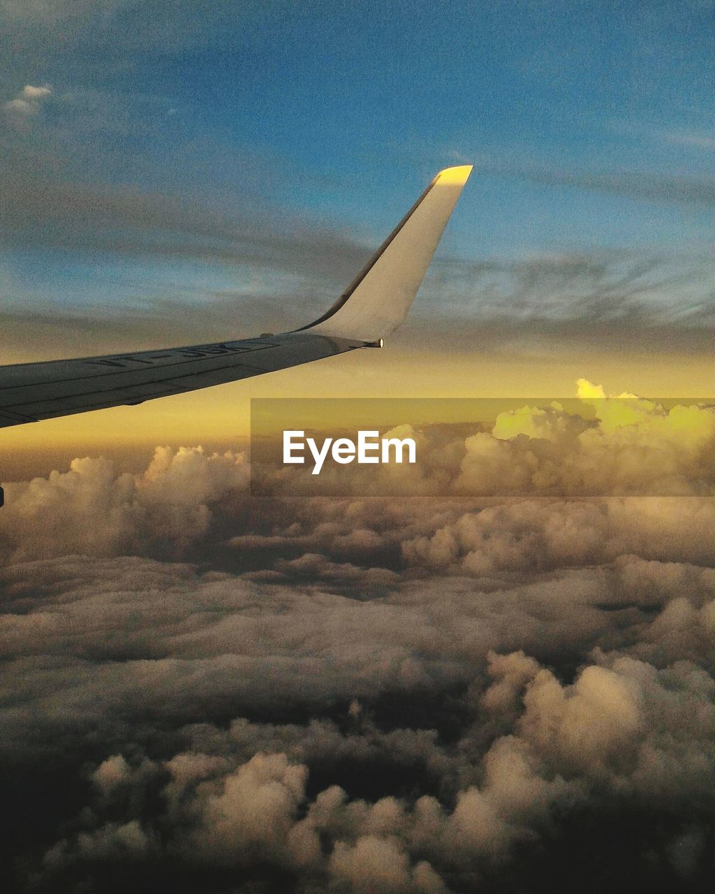 CROPPED IMAGE OF AIRPLANE FLYING OVER LANDSCAPE