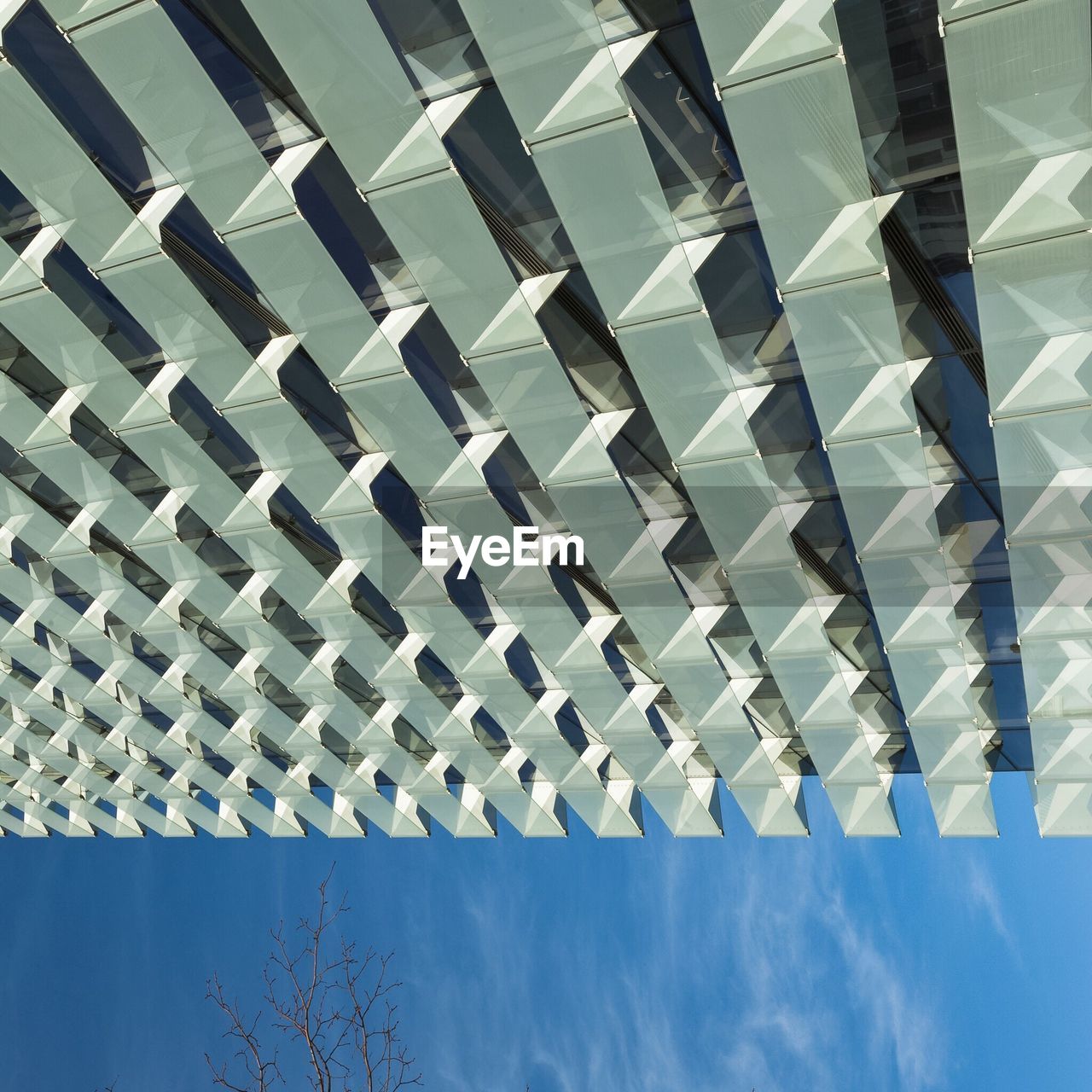 Low angle view of modern building against sky