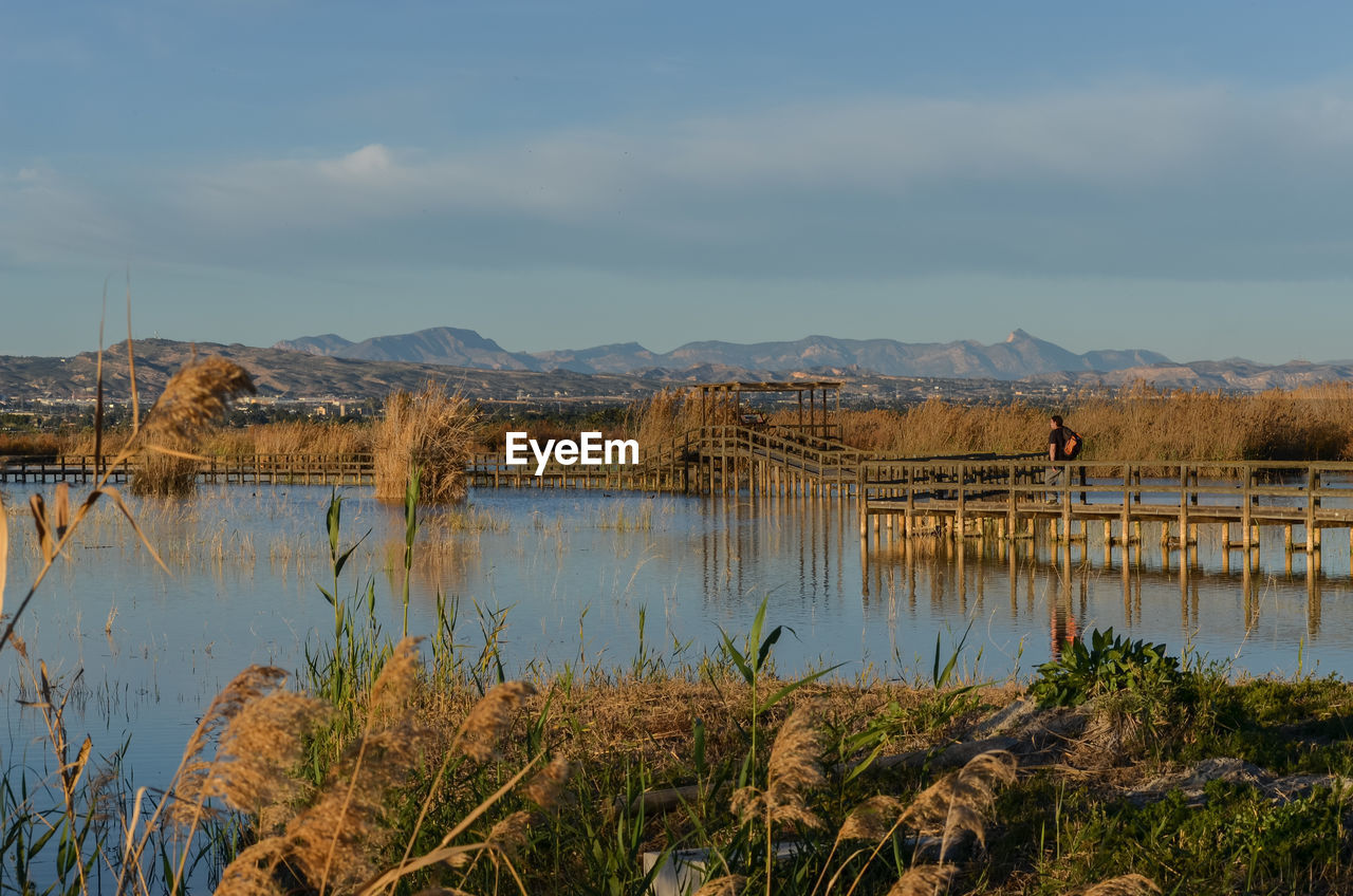 Scenic view of lake against sky
