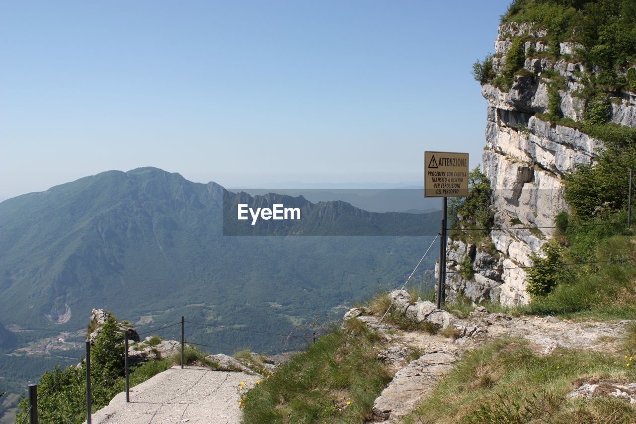 Scenic view of mountains against clear sky