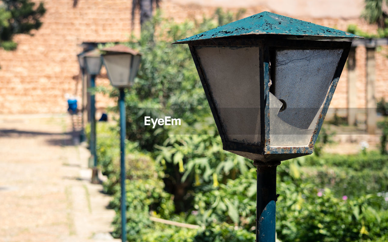 Close-up of damaged electric lamp