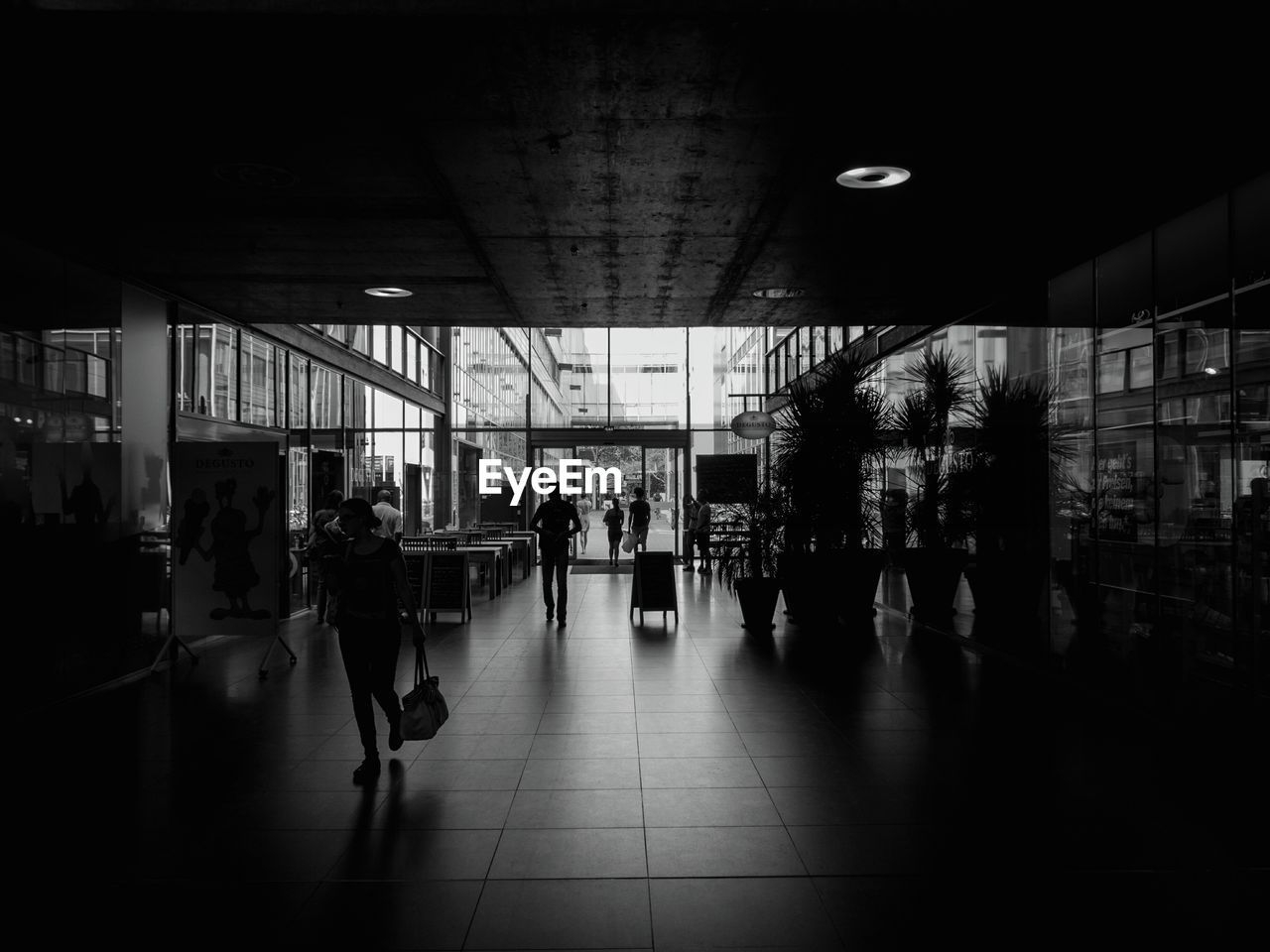 Silhouette people walking at airport