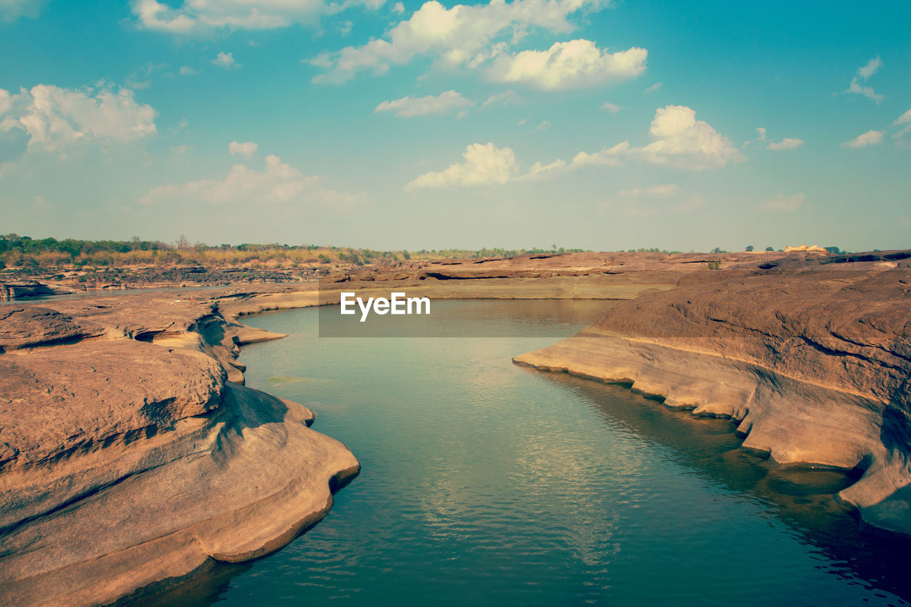 Scenic view of rocks against sky