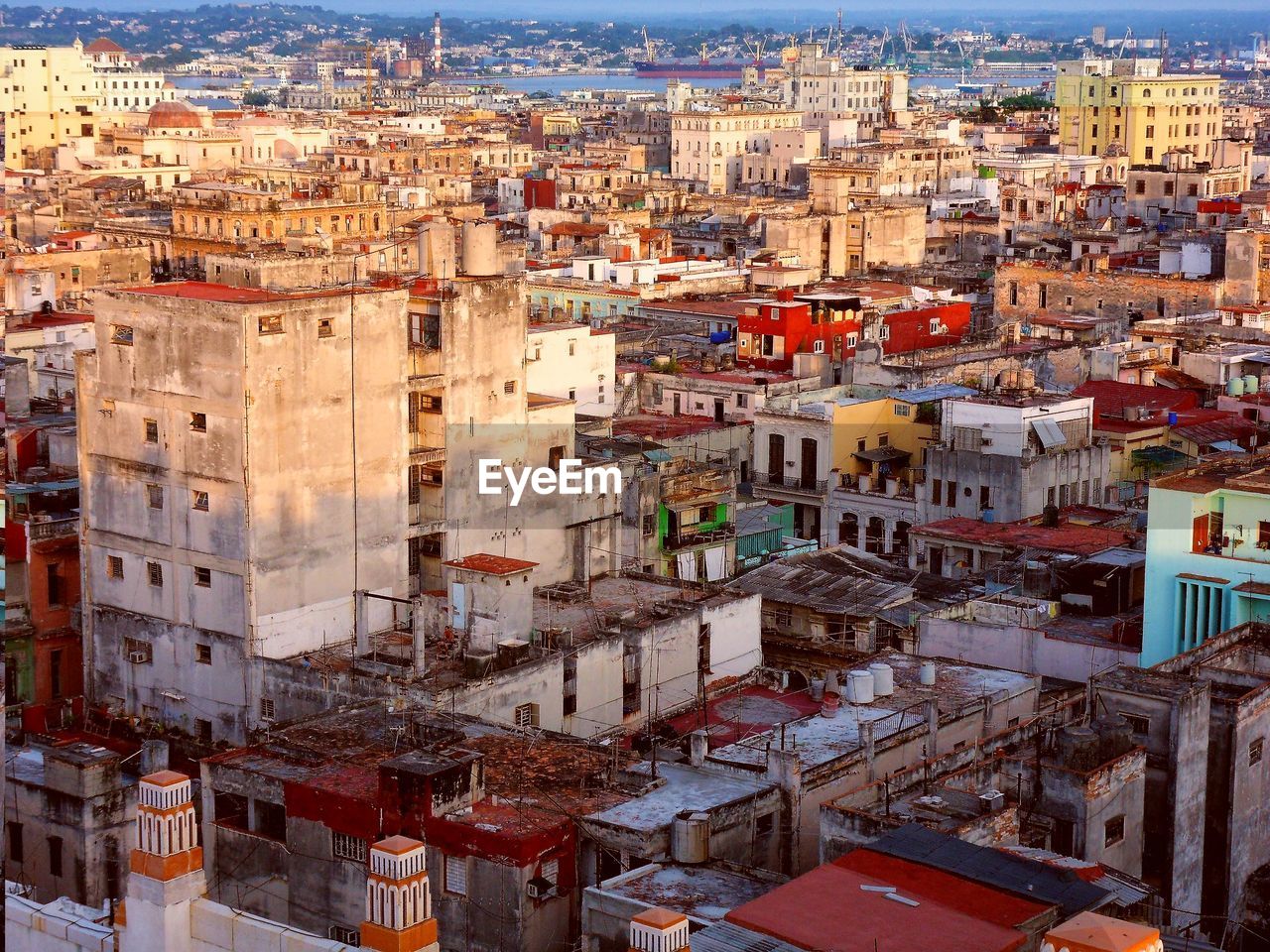 High angle view of buildings in city