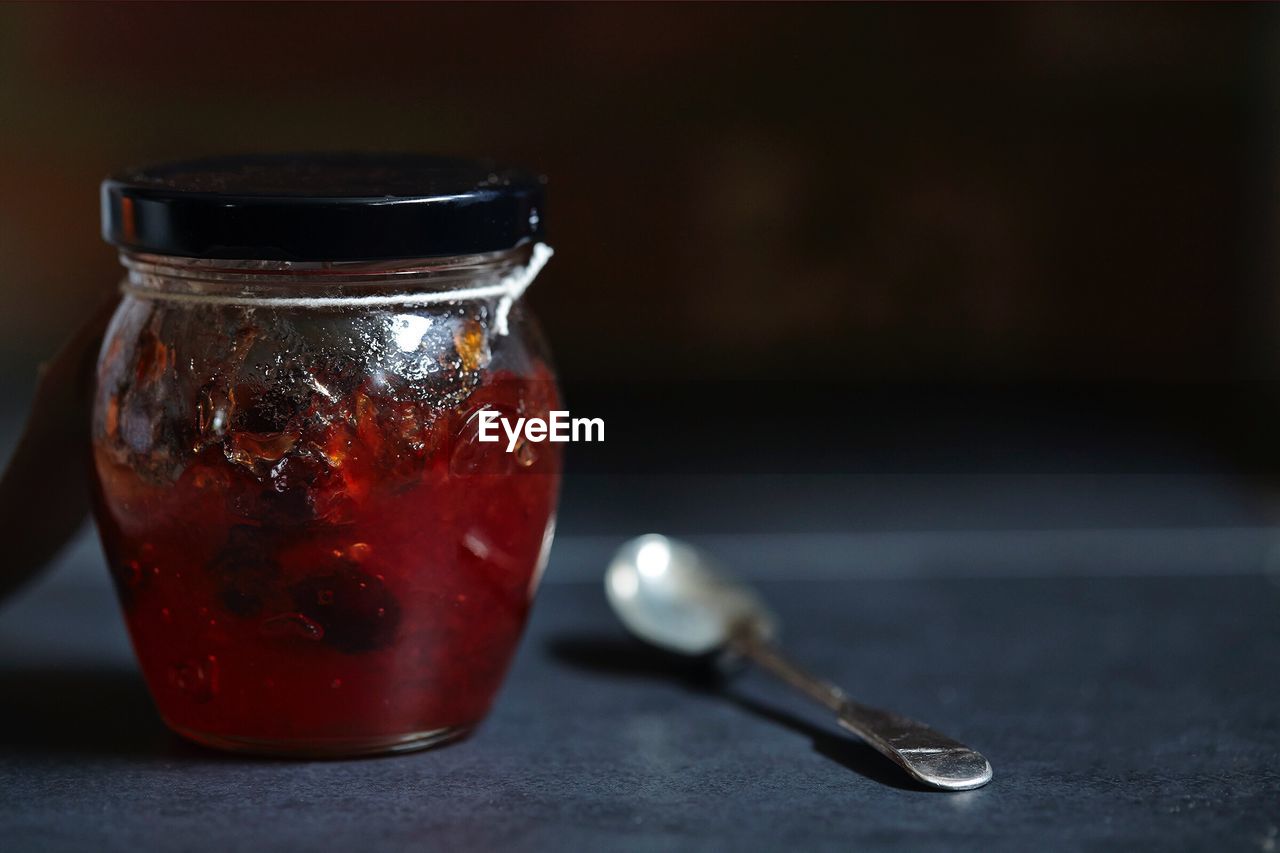 Close-up of jam on table