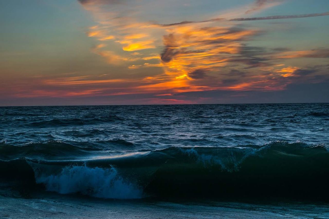 Scenic view of sea during sunset