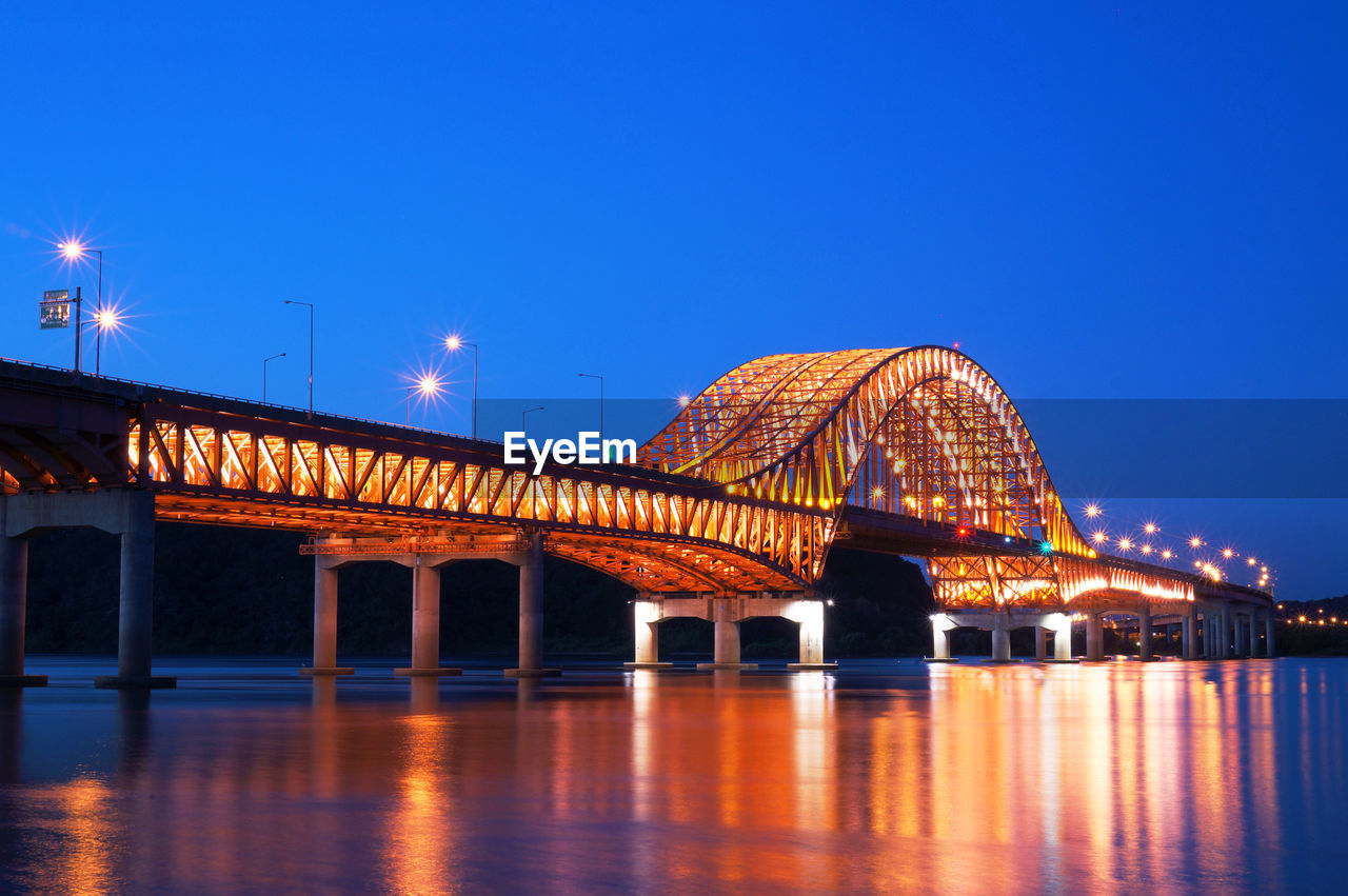 View of illuminated city at night