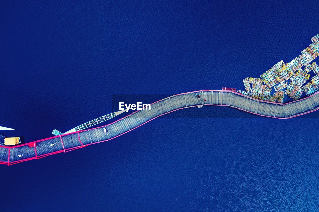 Aerial view of pier over sea