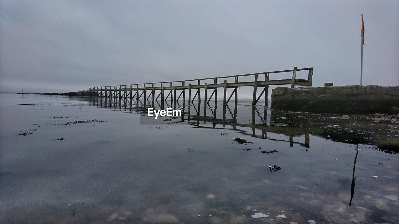 PIER OVER SEA AGAINST CLEAR SKY