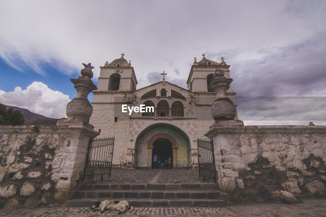 Low angle view of church against sky