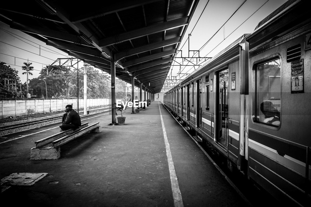 Train on railroad station platform