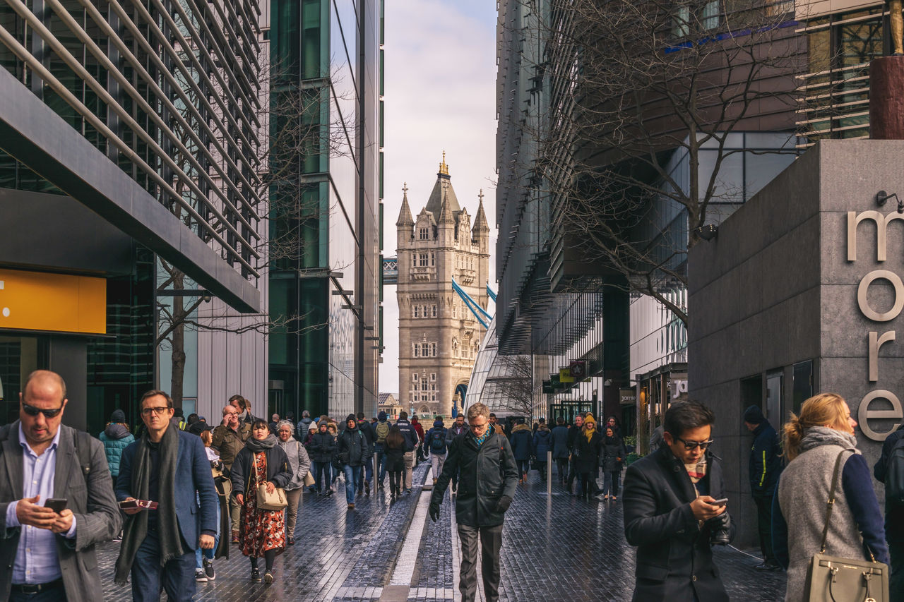 PEOPLE WALKING ON STREET IN CITY