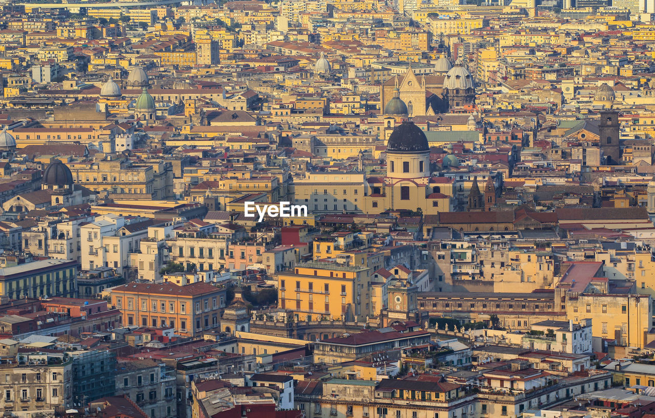 High angle view of buildings in city