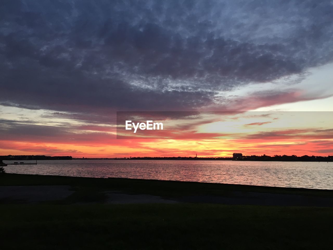 Scenic view of sea during sunset