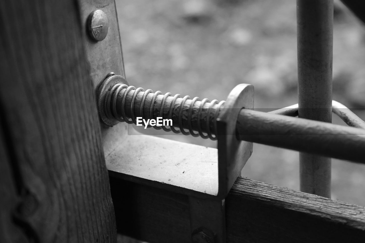 Close-up of string on metal