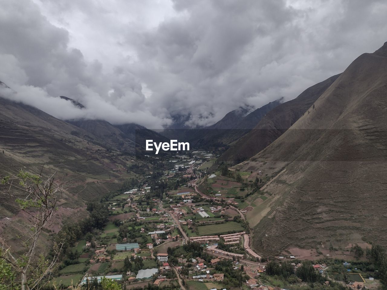 high angle view of landscape against sky