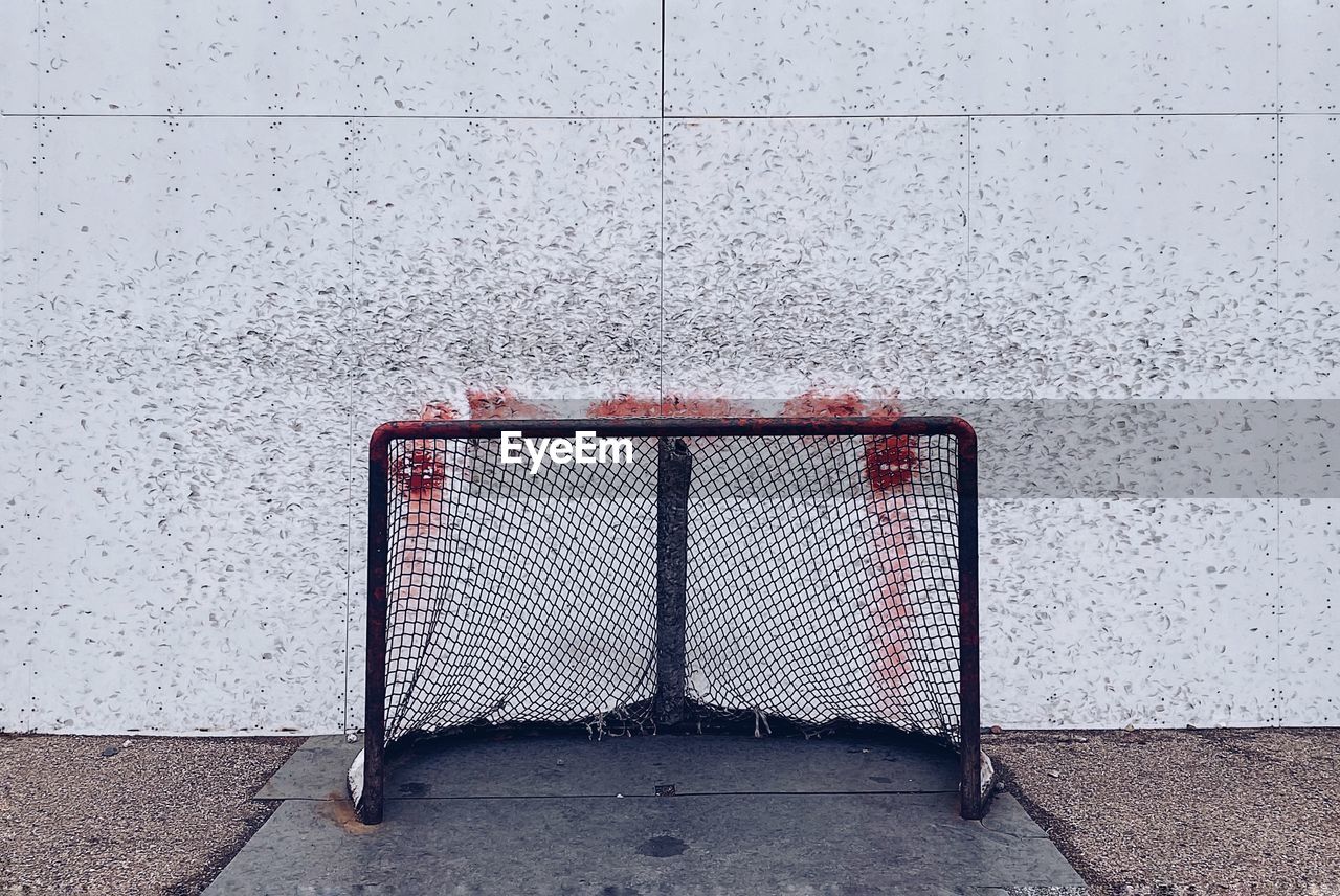 Worn hockey net