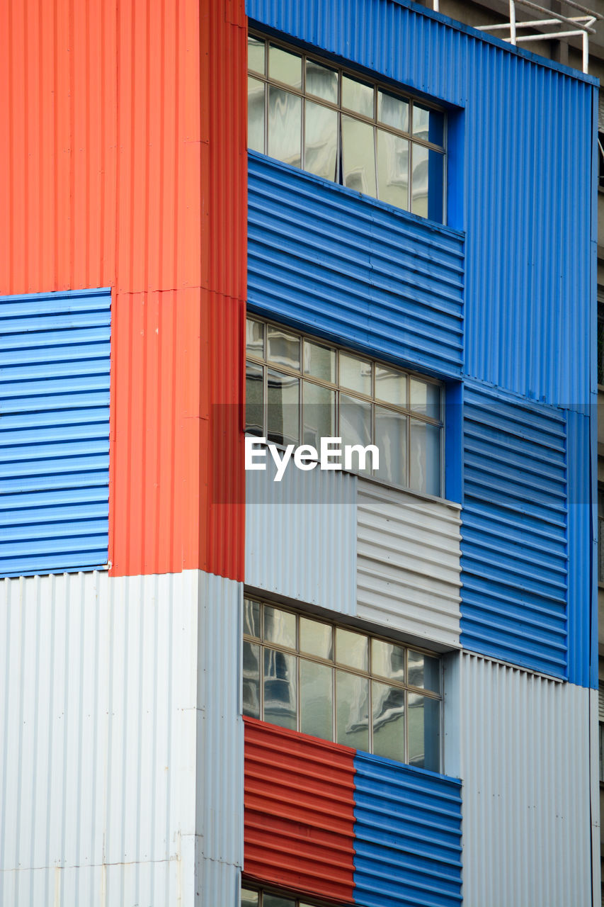 Multi colored windows of building